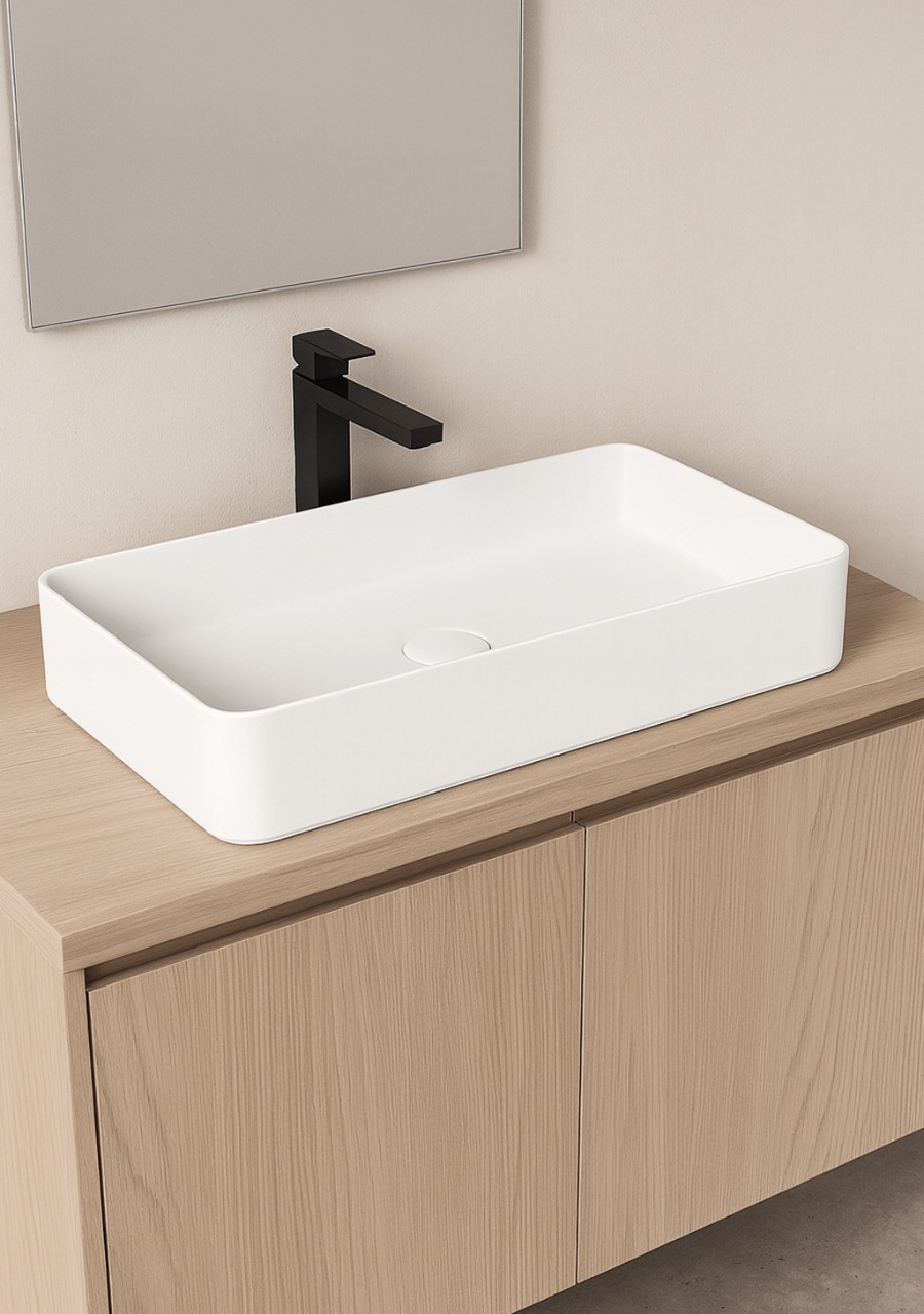 Lavatório de Pousar Rectangular, White Glacier Matte - KCER